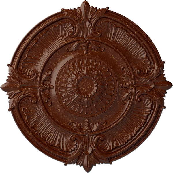 Ekena Millwork Attica Acanthus Leaf Medallion (Canopies up to 4 5/8"), 53 1/2"OD x 3 1/2"P, Burnished Mahogany CM53ATBMC - main
